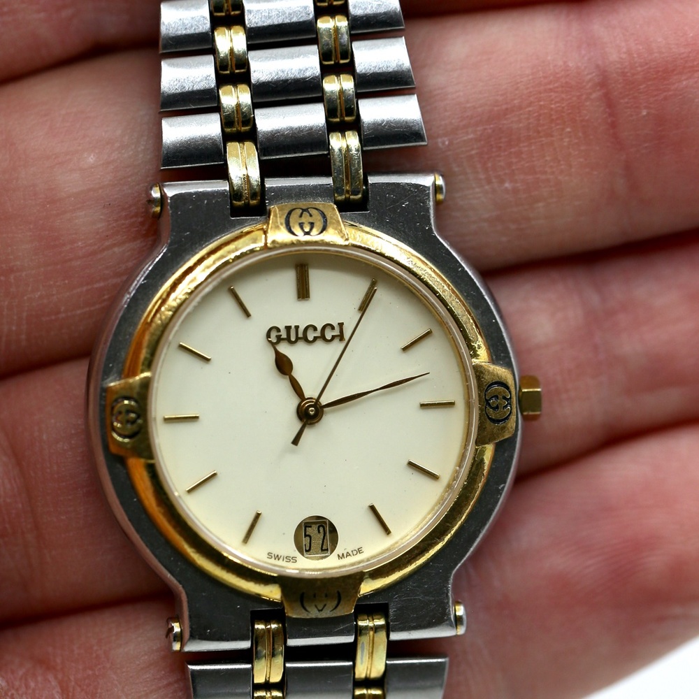 Gucci Two Tone White Face Vintage Watch - Picture 9 of 10